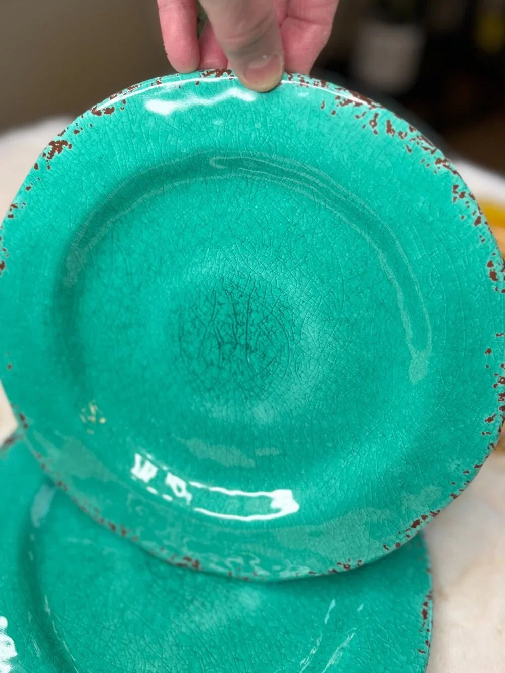 Pier 1 Imports Carmelo 6 Melamine Crackle Glaze Distressed Luncheon Plates-NWT